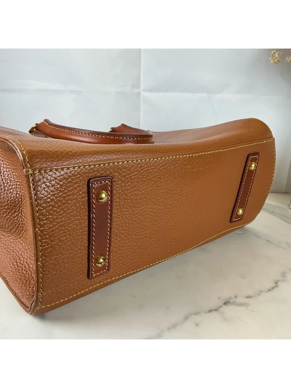 Dooney & Bourke Brown Tan‎ Leather Satchel Hand Shoulder Crossbody Bag
